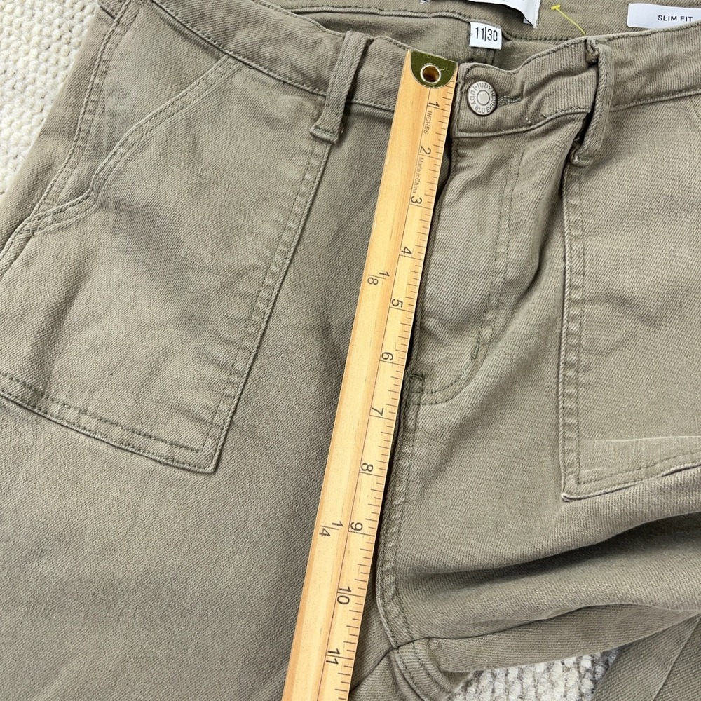Judy Blue Jeans‎ Women 11 30 Slim Fit Carpenter Olive Green Moss Denim Straight - Picture 10 of 13